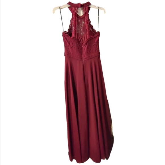 Lulu's Dance All Evening Burgundy Lace Maxi Dress Women's Size Extra Small XS - Picture 5 of 11